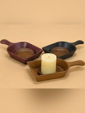 Rustic Grain Scoop Candle Holder Farmhouse Primitive Americana Decor Wood Resin